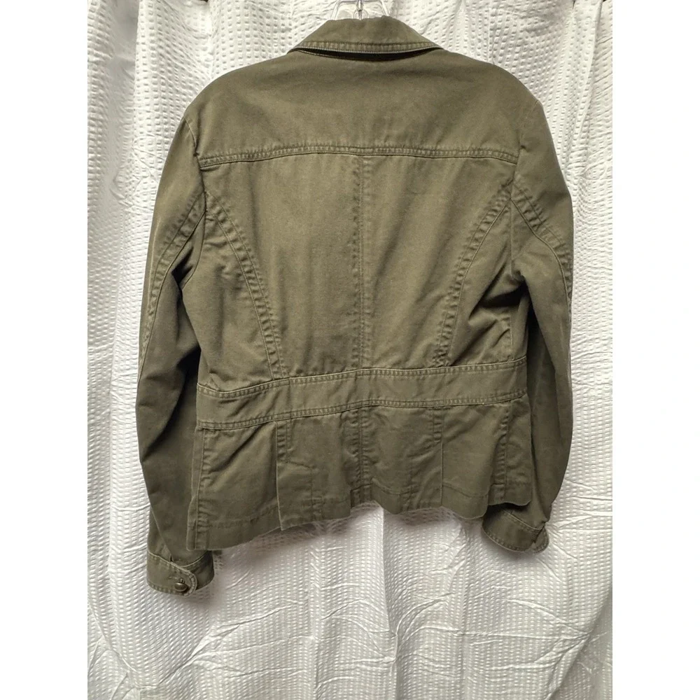 Women's Harolds‎ 100% Cotton Olive Green Utility Jacket Bronze Button Size M
